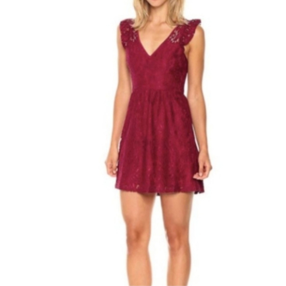 BCBGeneration Burgundy Lace Mini Dress